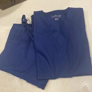 Allheart Unisex V-Neck Scrub Top and Drawstring Pants, Size Small, NWOT